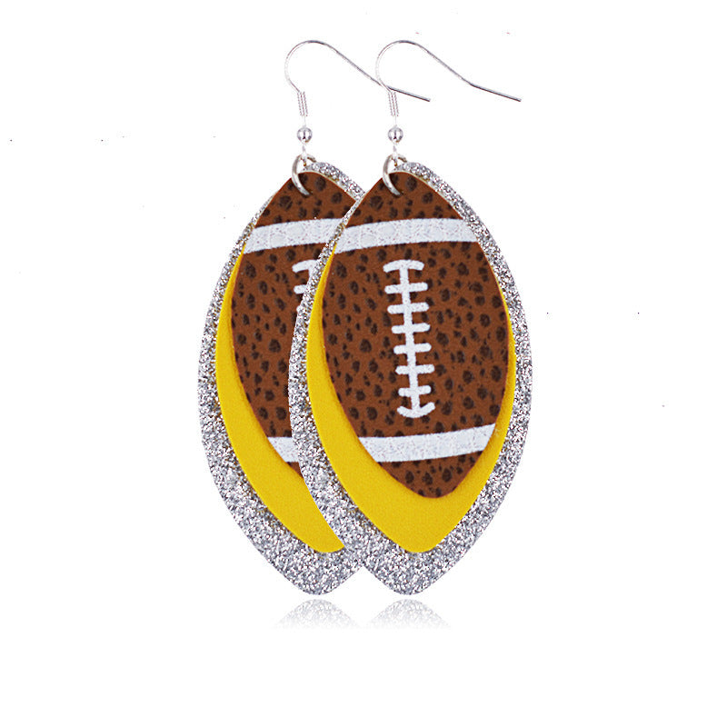 Multilayer Rugby Earrings Explosive Leather Earrings Leather Earrings Leather Earrings