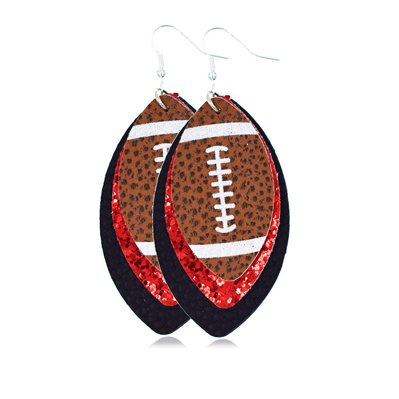 Multilayer Rugby Earrings Explosive Leather Earrings Leather Earrings Leather Earrings