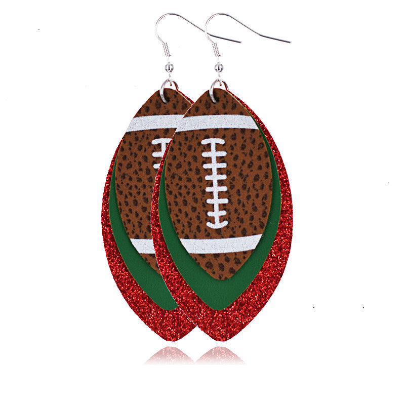 Multilayer Rugby Earrings Explosive Leather Earrings Leather Earrings Leather Earrings