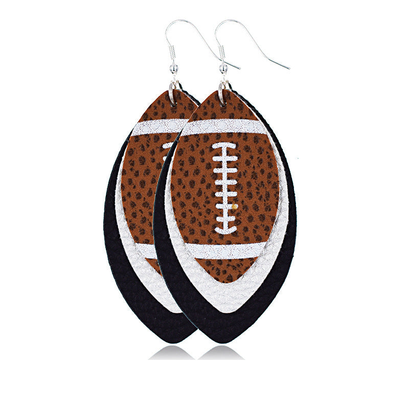 Multilayer Rugby Earrings Explosive Leather Earrings Leather Earrings Leather Earrings
