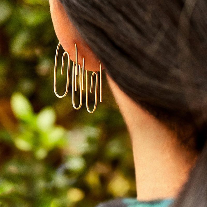 Paper clip earrings female earrings