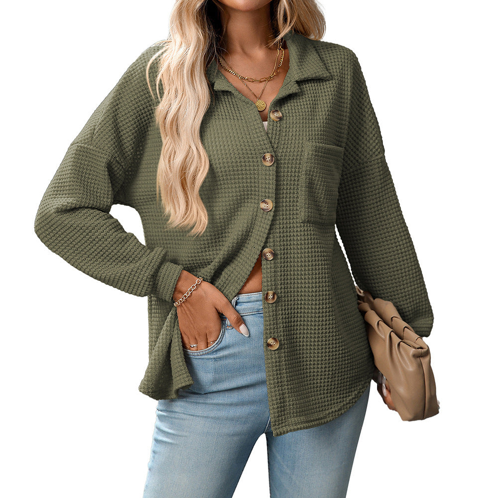 Loose Waffle Leisure Commute Shirt