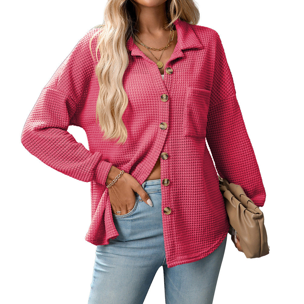 Loose Waffle Leisure Commute Shirt