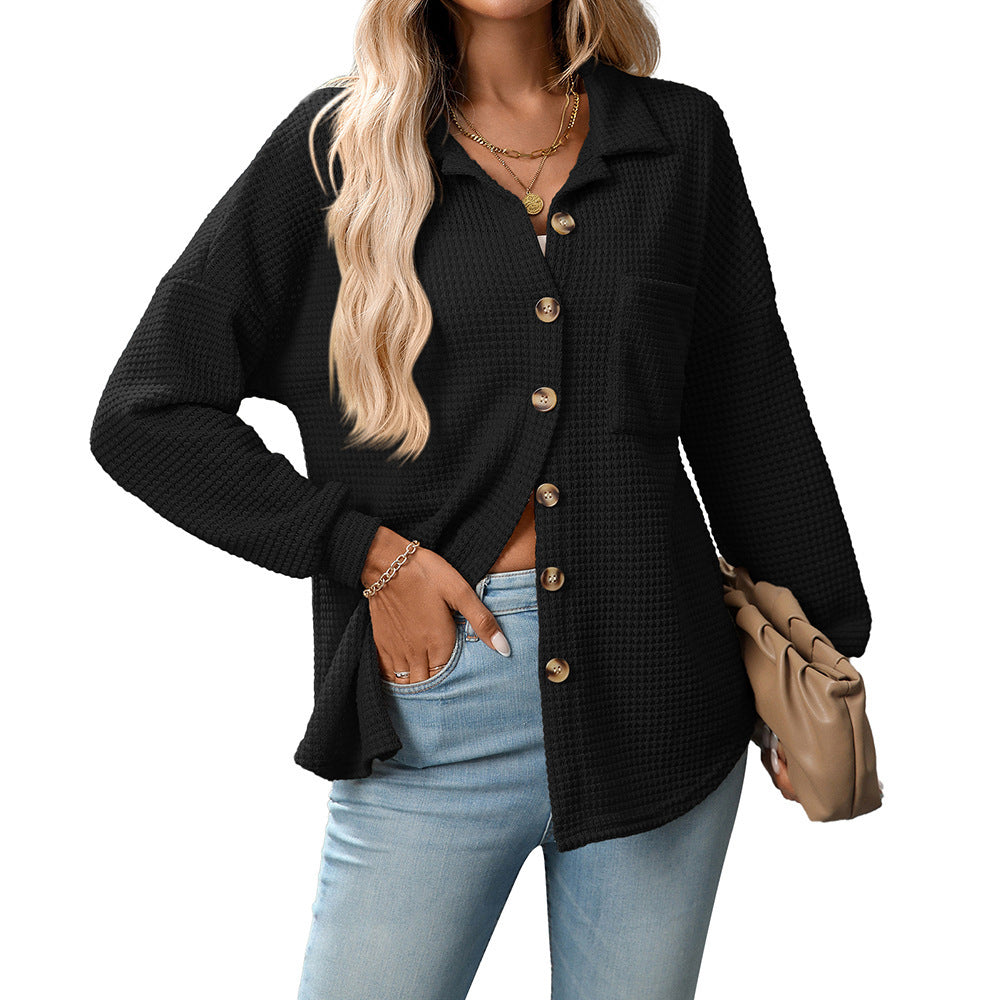 Loose Waffle Leisure Commute Shirt