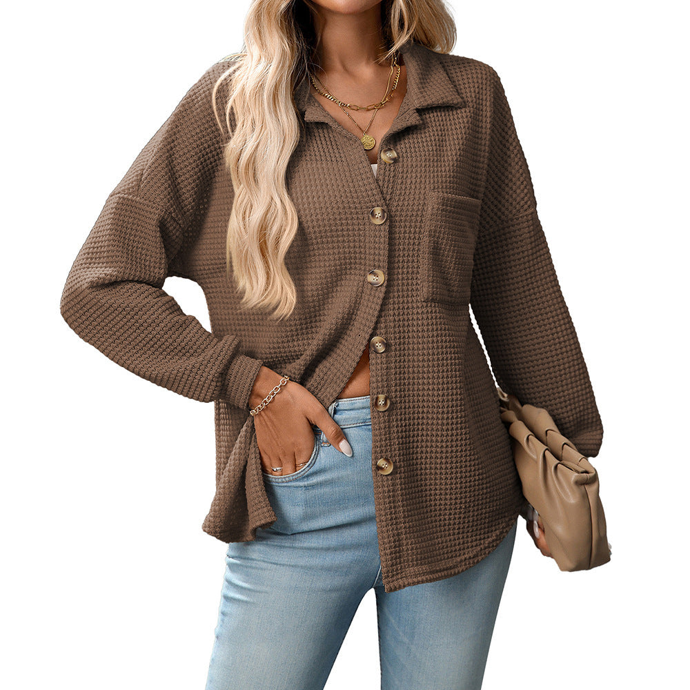 Loose Waffle Leisure Commute Shirt