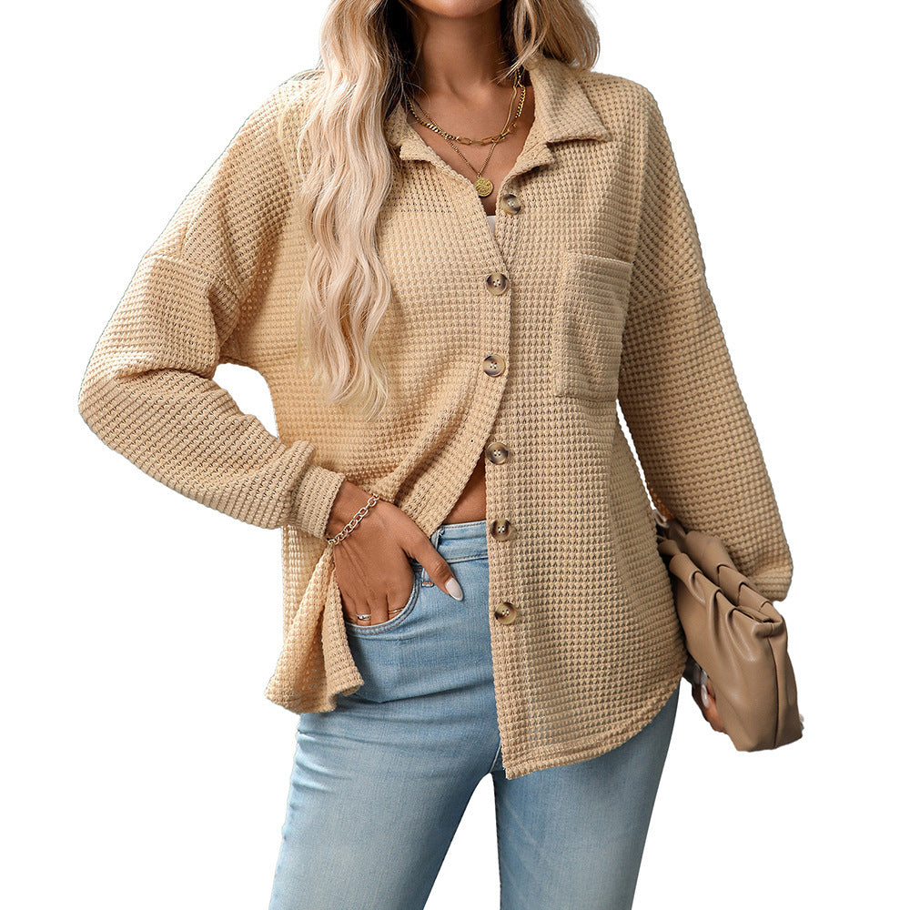 Loose Waffle Leisure Commute Shirt