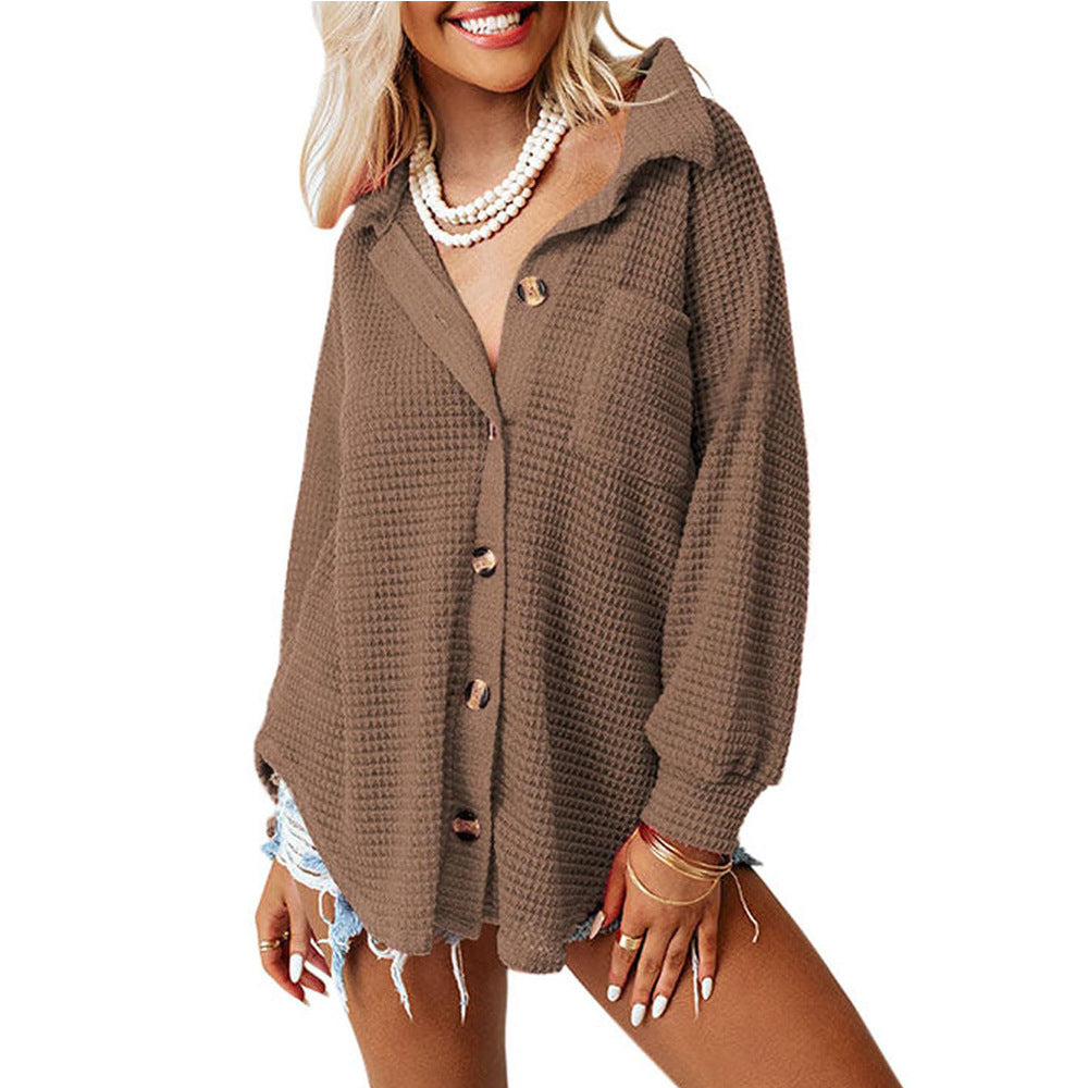 Loose Waffle Leisure Commute Shirt